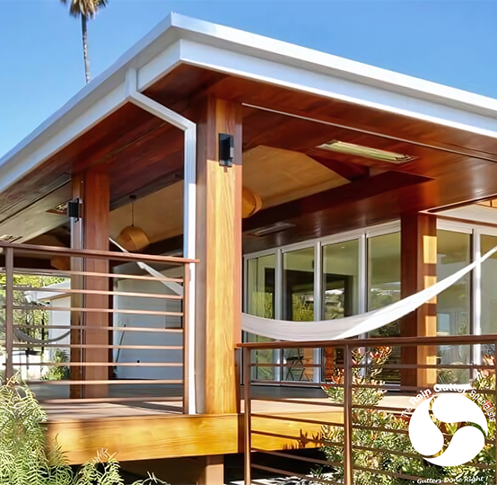 Finished rain gutter system protecting Malibu coastal property