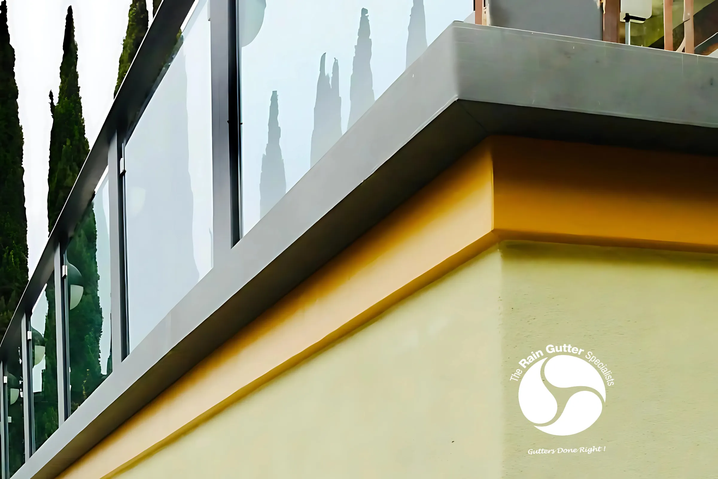 Bonderized steel rain gutters installed for durability in Malibu coastal conditions